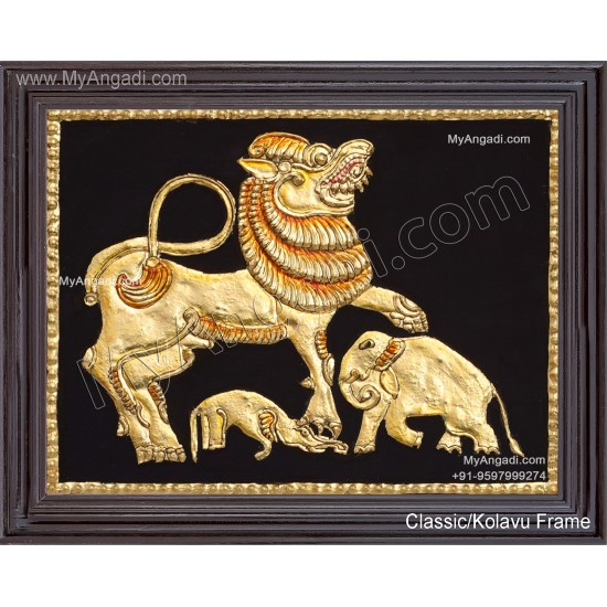 Simha Yazhi Tanjore Painting