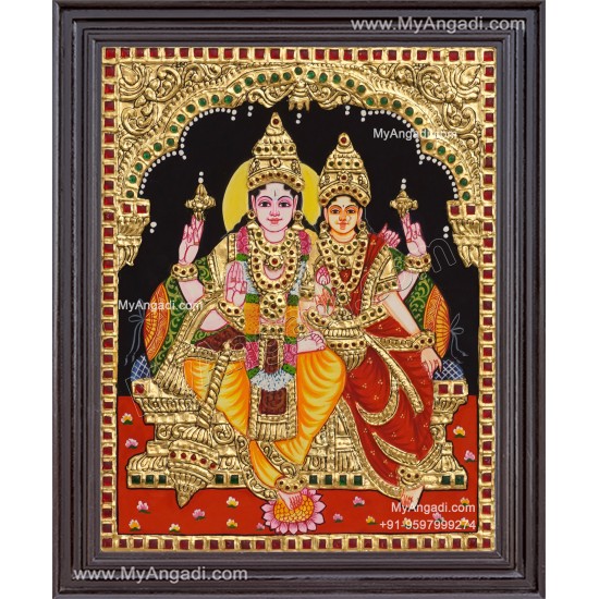 Vishnu Lakshmi Tanjore Painting