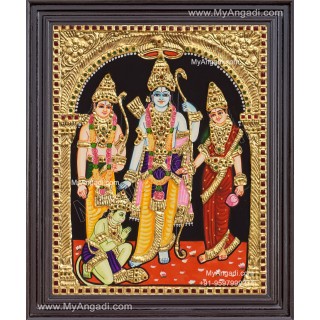 Ram Darbar - Ram with Sita, Hanuman, Lakshmanan  Tanjore Painting