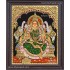 Gajalakshmi with Green Saree Tanjore Painting