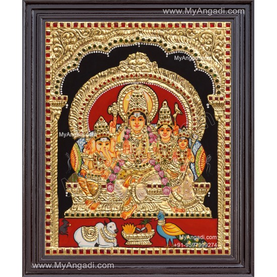 Shiva Family Tanjore Painting Shiva Family Tanjore Painting