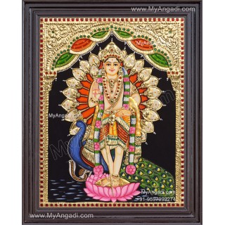 Peacock Murugar Tanjore Painting
