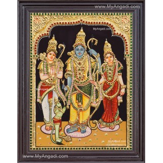 Ram Darbar - Ram with Sita, Hanuman, Lakshmanan  Tanjore Painting