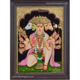 Panchamuga Hanuman Tanjore Painting