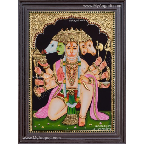 Panchamuga Hanuman Tanjore Painting