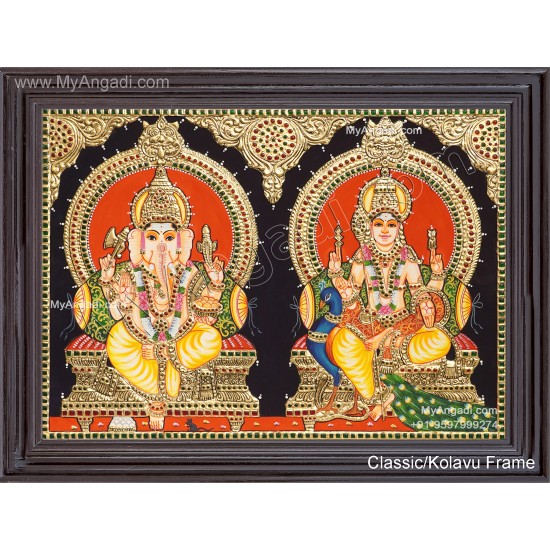 Ganesha Murugar  Tanjore Painting
