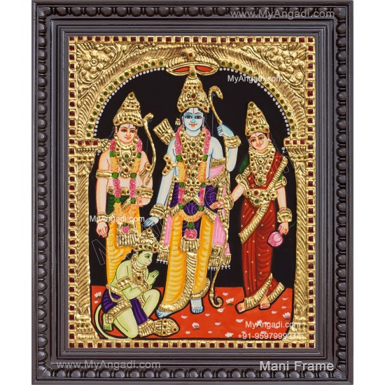 Ram Darbar - Ram with Sita, Hanuman, Lakshmanan  Tanjore Painting
