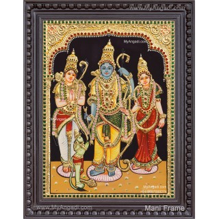Ram Darbar - Ram with Sita, Hanuman, Lakshmanan  Tanjore Painting