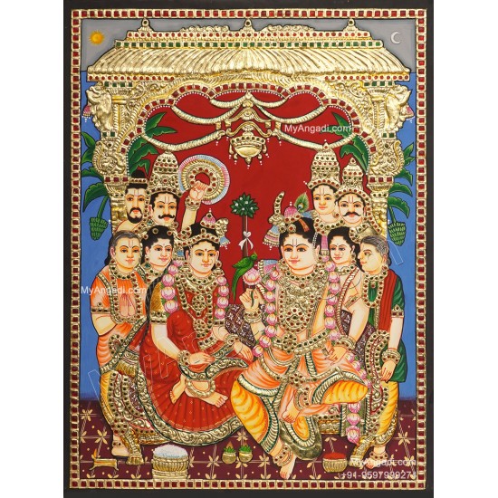 Krishna Rukmani Kalyanam Tanjore Painting