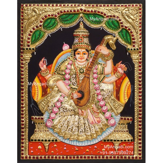 Saraswathi 3D Tanjore Painting