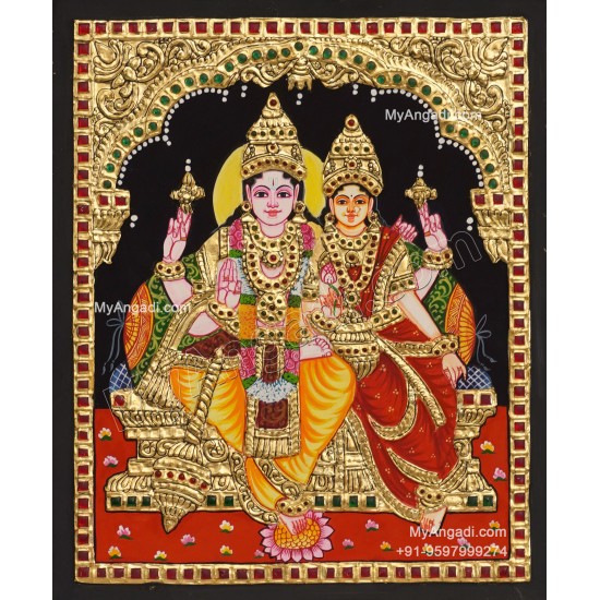 Vishnu Lakshmi Tanjore Painting