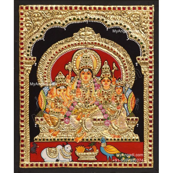 Shiva Family Tanjore Painting Shiva Family Tanjore Painting
