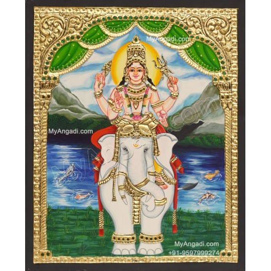 Indran Iravatham Tanjore Painting Indran Iravatham Tanjore Painting