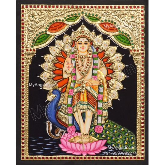 Peacock Murugar Tanjore Painting