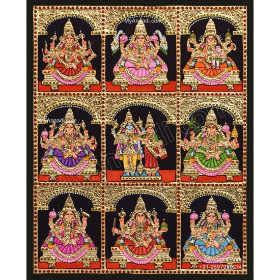 Ashta Lakshmi Tanjore Painting Ashta Lakshmi Tanjore Painting