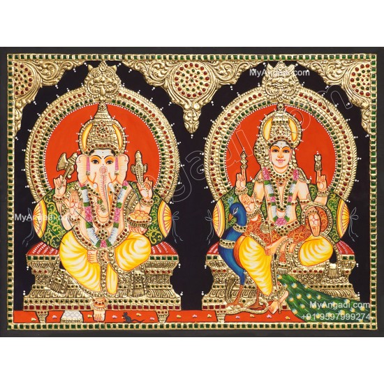 Ganesha Murugar  Tanjore Painting