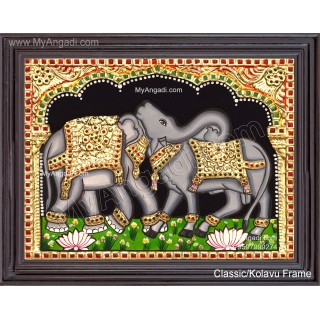 Bull  Elephant Tanjore Painting