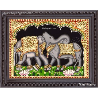 Bull  Elephant Tanjore Painting