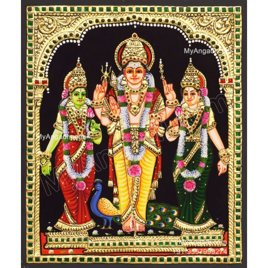 Murugar Valli Deivanai Tanjore Painting