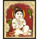 Butter Krishna with Parrot Tanjore Painting