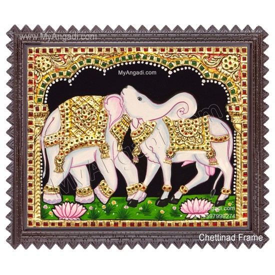Airavateshwarar Temple Optical Illusion Cow Elephant Tanjore Painting