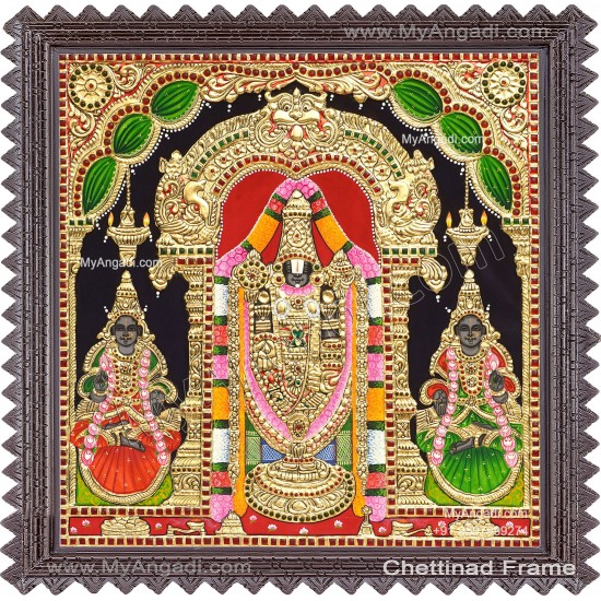 Balaji Sridevi Bhudevi Tanjore Painting