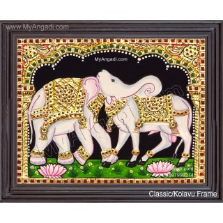Airavateshwarar Temple Optical Illusion Cow Elephant Tanjore Painting