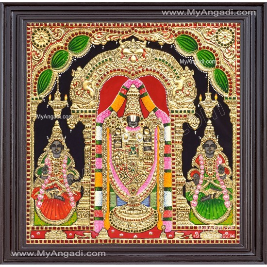 Balaji Sridevi Bhudevi Tanjore Painting