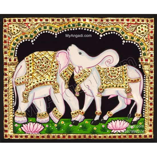 Airavateshwarar Temple Optical Illusion Cow Elephant Tanjore Painting