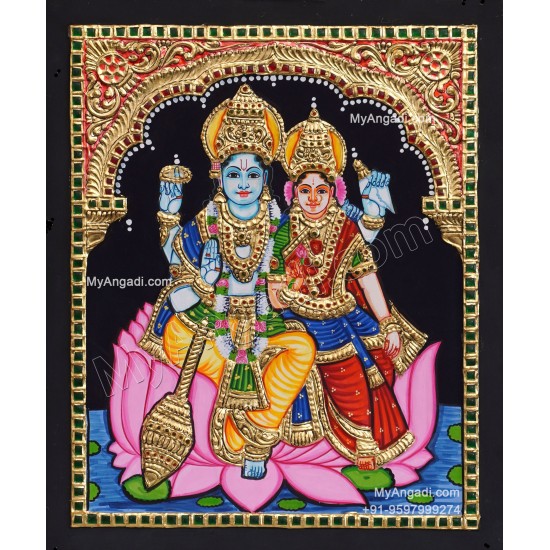 Vishnu Lakshmi Tanjore Painting