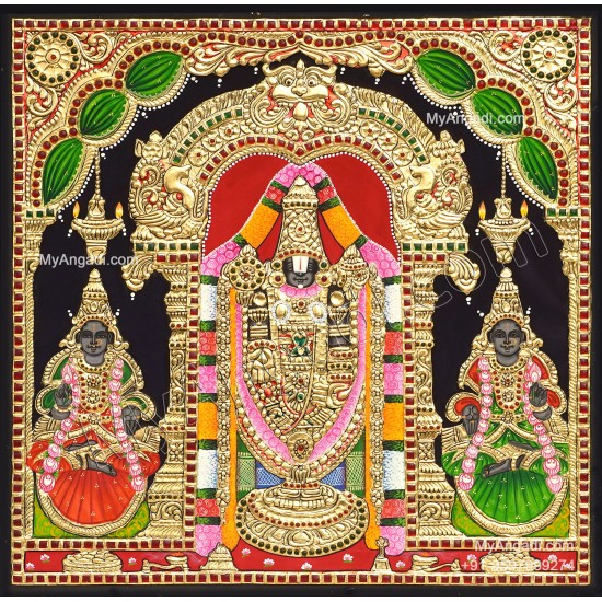 Balaji Sridevi Bhudevi Tanjore Painting