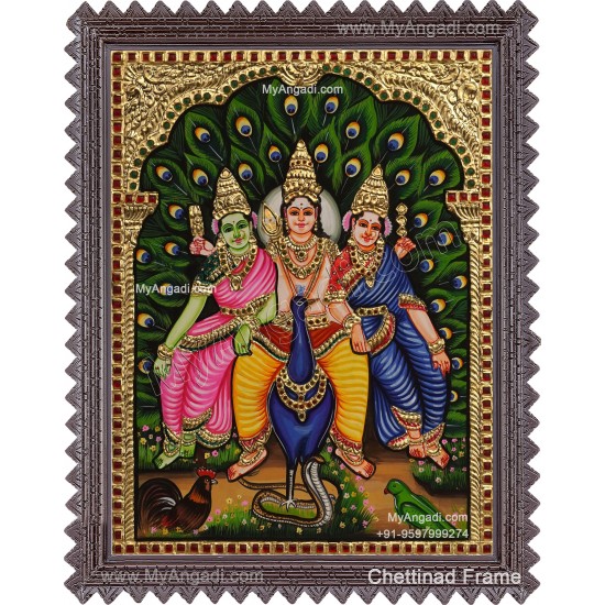 Murugar Valli Deivanai Tanjore Painting Murugar Valli Deivanai Tanjore Painting