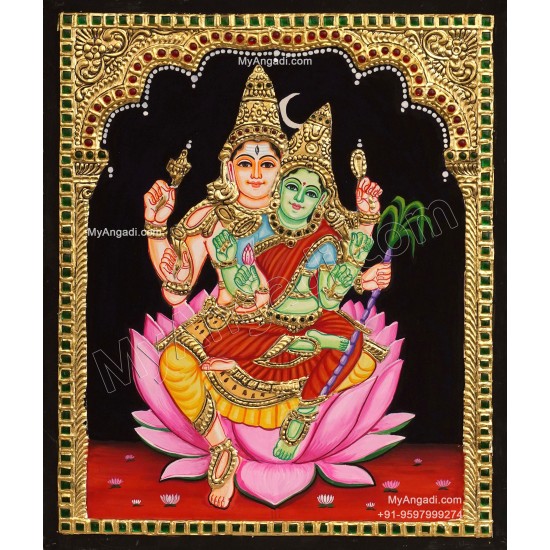 Shivan Parvathi Tanjore Painting