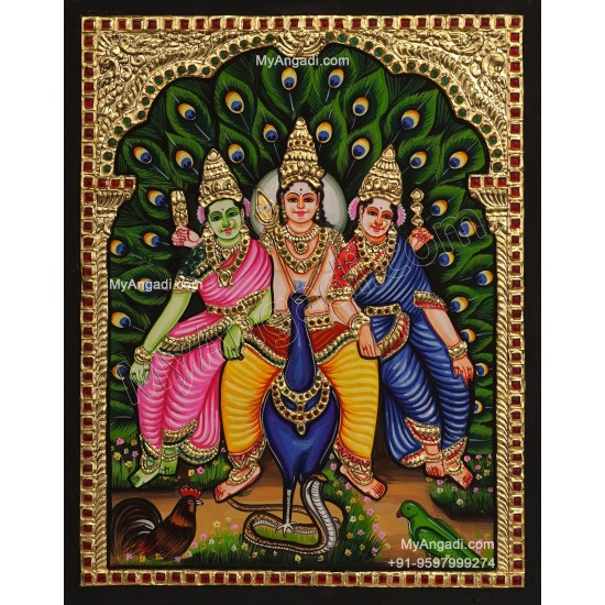 Murugar Valli Deivanai Tanjore Painting Murugar Valli Deivanai Tanjore Painting