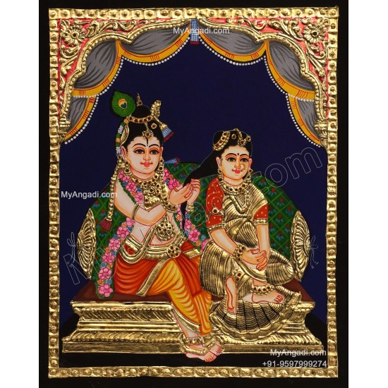 Jada Krishna Tanjore Painting Jada Krishna Tanjore Painting