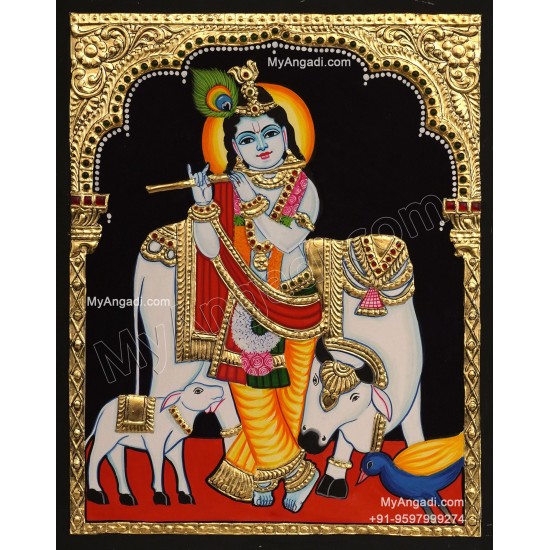 Cow Krishna Tanjore Painting