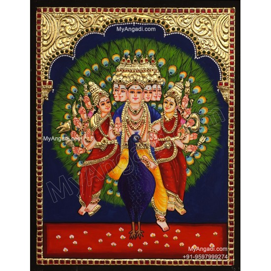 Murugar Valli Deivanai Tanjore Painting