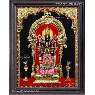 Balaji Lakshmi With Hanuman and Garudar Tanjore Painting
