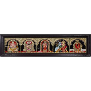 5 God  Panel Tanjore Painting