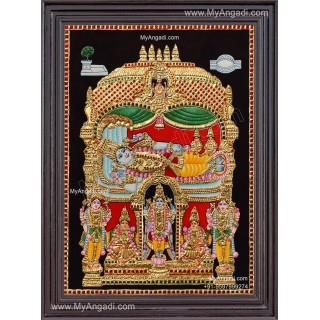 Ranganathar with Sri Devi and Bhu Devi Tanjore Painting