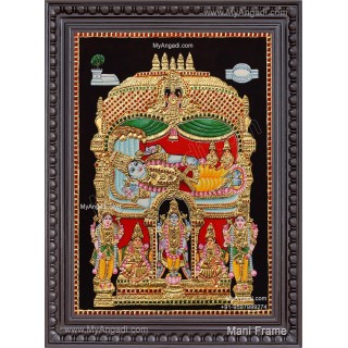 Ranganathar with Sri Devi and Bhu Devi Tanjore Painting