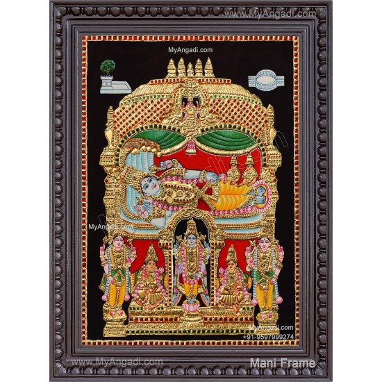 Ranganathar with Sri Devi and Bhu Devi Tanjore Painting