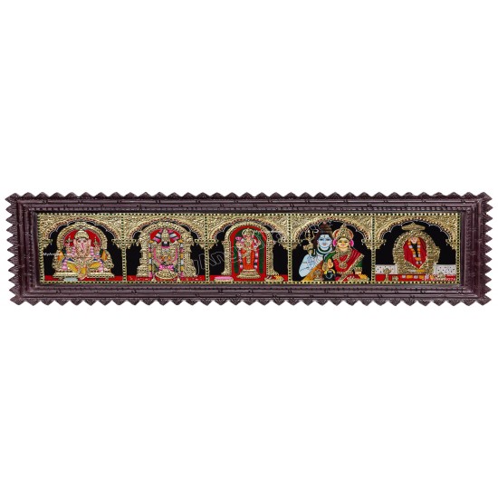 5 God  Panel Tanjore Painting