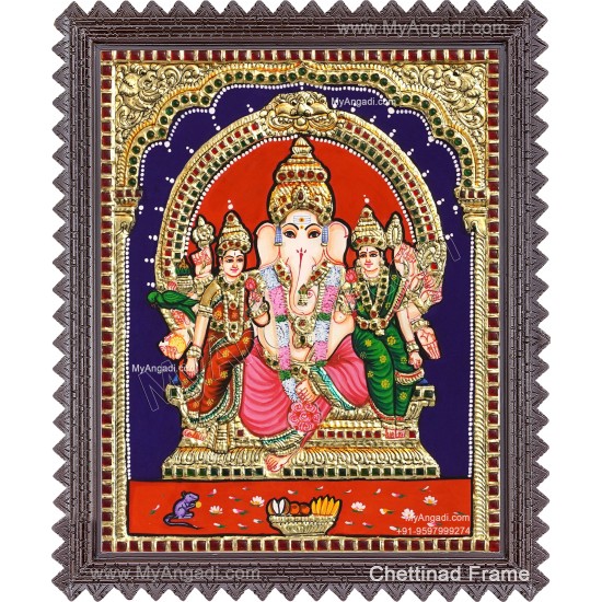 Ganesha Siddhi Buddhi Tanjore Painting