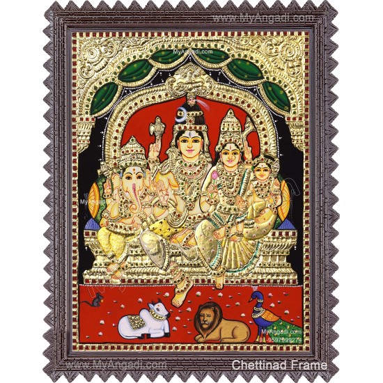 Shivan Family Tanjore Painting