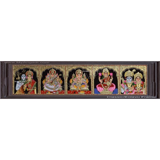 5 God  Panel Tanjore Painting