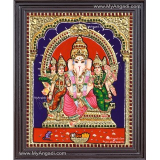 Ganesha Siddhi Buddhi Tanjore Painting