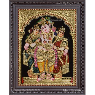 Krishna Bama Rukmani Tanjore Painting 