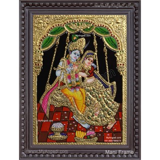 Swinging Radha Krishna Tanjore Painting