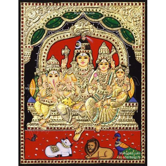 Shivan Family Tanjore Painting